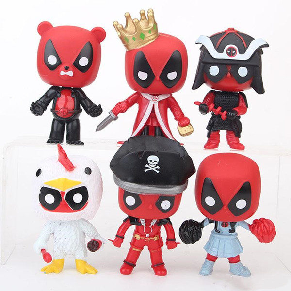 6 Style Deadpool 2 Plastic Doll toys 2018 New kids 10cm avenger Cartoon pirate king Duck bear Figure Toy 6pcs/set D0221