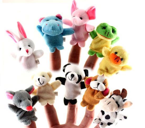 Animals Finger Puppets Good Tool of Telling Story Baby cartoon Toys plush doll Children kid Christmas Party favor gift drop shipping