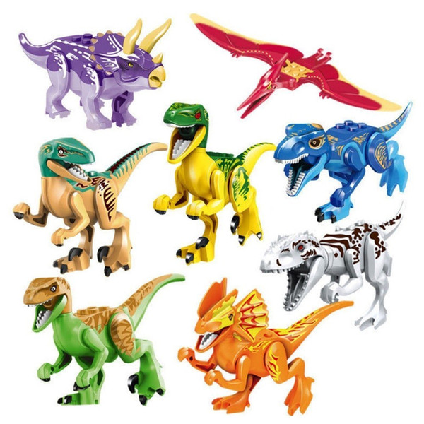 8pcs Jurassic Park Dinosaur Play Toy Animal Action Figures Very easy to assemble, compatible with building blocks