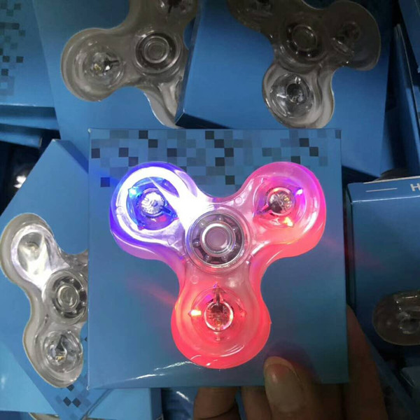 buy 2 pieces hand spinner Fidget Spinner LED Flashing crystal Hand Spinner clear Tri-Spinner