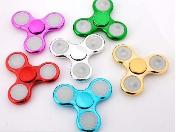 DHL express delivery 100 pieces led electroplate material hand spinner with retail box