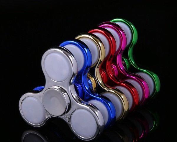 with retail box LED Electroplate Hand Spinner Colorful Plating Finger Fingertip Gyro Desk Toy Decompression Toys