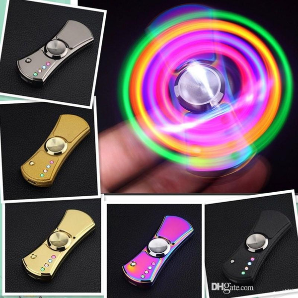 LED Flash Light Alloy Tri-Spinner Hand Spinner USB Cigar Lighter Fidget Gift Spinning Toy 2017 Cigarette Lighter EDC handspinner b956