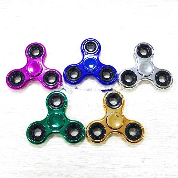 2017 Metal Metallic Electroplate Color Hand Spinners Fidget Spinner Top Triangle Finger Spinning Top Decompression Fingers Tip Tops Toys