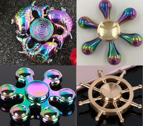 Colorful fidget spinner EDC Hand Spinner Fidget Toy For decompression anxiety Finger Toys rainbow zinic alloy water drop flower spinners44