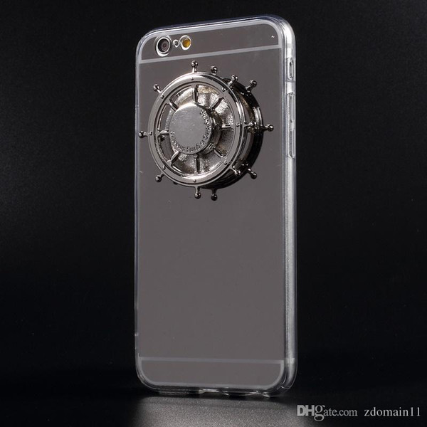 i6 i6s i6+ EDC Rudder Fidget Spinner Case Electroplated Mirror-like Acrylic TPU Back Cover for Apple iPhone 6s 6 Plus iPhone6