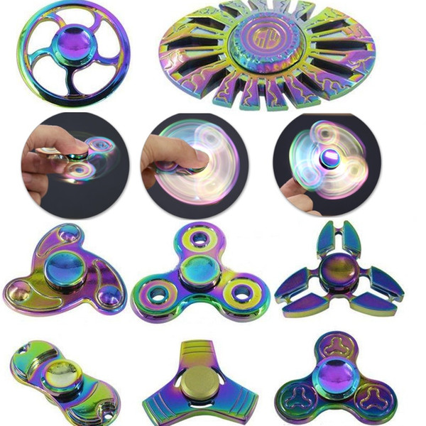 New 10 Types Rainbow Fidget Spinner, Hand Spinner, Relieve Stress Anxiety ADHD Fidget Gyro Toy for Adult Children Drop