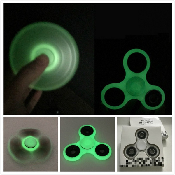 Glow in dark Hand Spinner Fingertips Spiral Fingers Gyro Torqbar Fidget Spinner Glow In The Dark Tri Spinner Decompression Toys