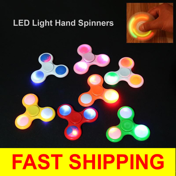 2017 New LED Light Hand Spinners Spinner Colorful Triangle Finger Spinning Top Decompression Fingers Toys DHL Free Shipping