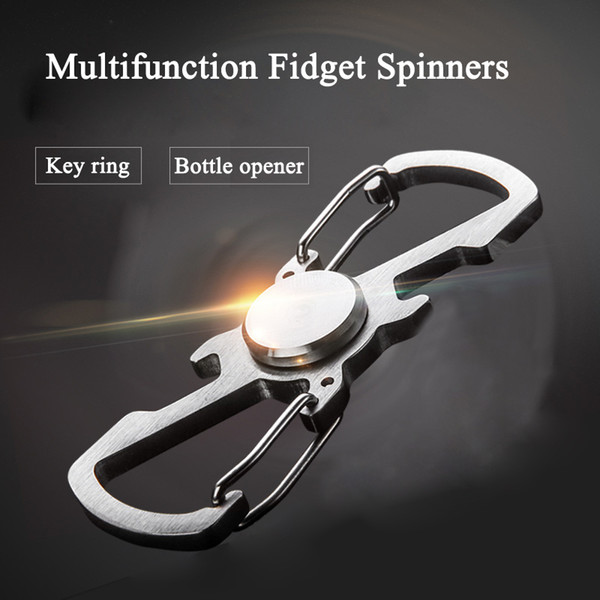 Multifunction Fidget Spinner Bottle opener 304 Stainless Steel Hand Spinner Climbing Buckle Spinning Top Key Chain Finger Toy