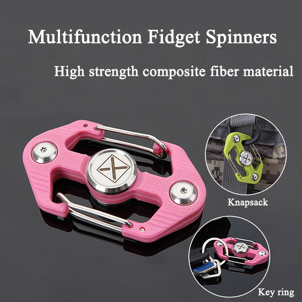 Newest Multifunction Fidget Spinner key ring Composite fiber Hand Spinner Climbing Buckle Spinning Top Key Chain Finger Toy