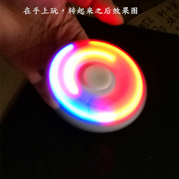 DHL Newest LED Fidget Spinner Hand Fingertip Spinner Gyro Style EDC Decompression Stress Anxiety Toy With Powder Switch