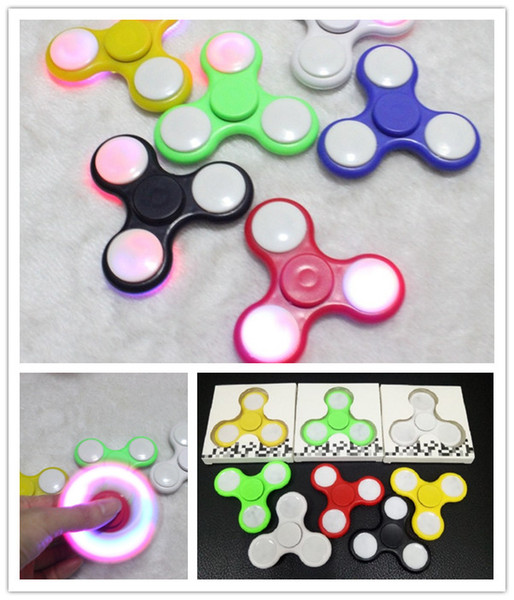 LED Light EDC Hand Spinner Tri Fidget Finger Gyro Desk Focus Toys For Kid Adult fingertips Torqbar fidget spinner Relief Focus toys