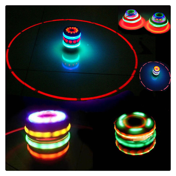 Children LED Wood-Like Peg-top Hand Spinner Plastic Flash Gyro Toy Gift for Kids Light-up Music Gifts