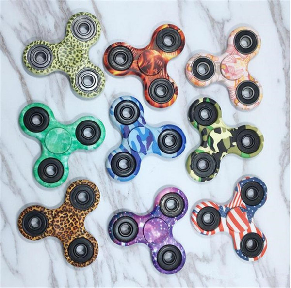 Camouflage Fidget Tri Spinner Camo Hand Fingertip Spinners Handspinner Metal Ball Bearing EDC Torqbar Finger Spinning Decompression Toys