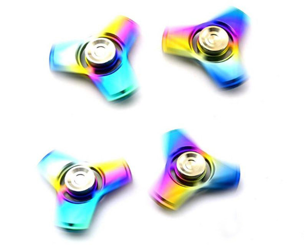 2017 triangle rainbow fidget spinner titanium alloy tri-Bar fidget spinner toy Professional EDC stress release toy Hand Spinner top quality