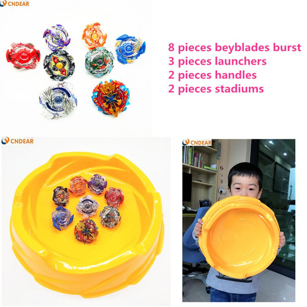 New Hot 8 PCS Beyblade Arena Stadium Beyblade Burst with Launcher Starter Xeno Excalibur.M.I Starter Zillion Zeus I.W Beyblade Toys CNDEAR