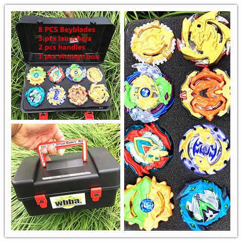 Beyblade burst with launcher handle and storage box set B00 B113 B115 B71 B96 B115 B105 B94 as children's christmas gifts