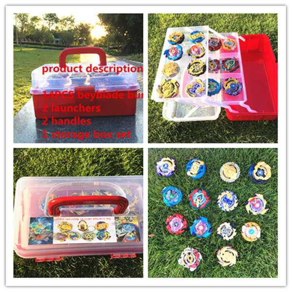 New beyblade set B113 (more than 20 spare parts +14 beyblades+2 launchers+2 handles+ storage box)as children birthday gifts