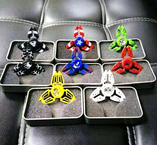 Super Hero Fidget Spinner Alloy Hand Spinners America Captain Ironman Toy CNC EDC Finger Tip Anxiety Rollover Novelty HandSpinners Toys DHL