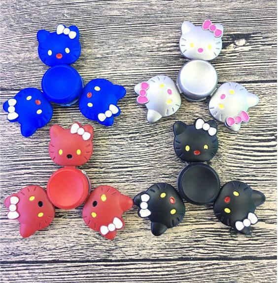 Hello kitty metal Fidget Spinner 5colors Arms Hand Spiral Gyro Decompression Toys Gag Toys Rhinestone Diamond