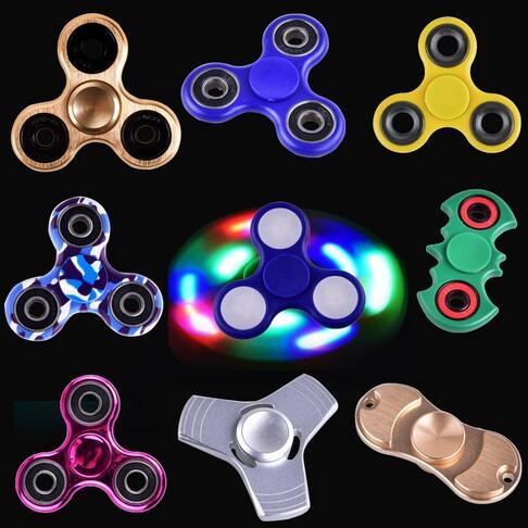 Hot Sell 60pcs Colorful Fidget cube Decompression Toy led light metal Aluminum Fidget spinner American decompression anxiety Toys DHL FREE