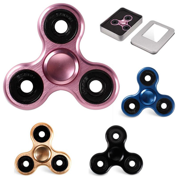 New 3 leaves metal fidget Spinner Fingertip Gyro fidget Spinner Decompression Anxiety Aluminum alloy Toys With Tin box DHL