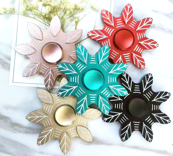 Newest aluminum alloy Hand Spinners Fidget Spinner 8 eight leaves green leaves snowflakes fingertips gyroscope Decompression Toys For Chi