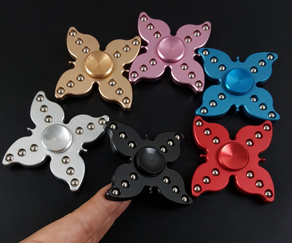 Creative Butterfly Metal Aluminum Flower Fidget Spinner Hand Gyro Fingertips Tri Spinner Toys with Retail Package ONE DAY SHIP