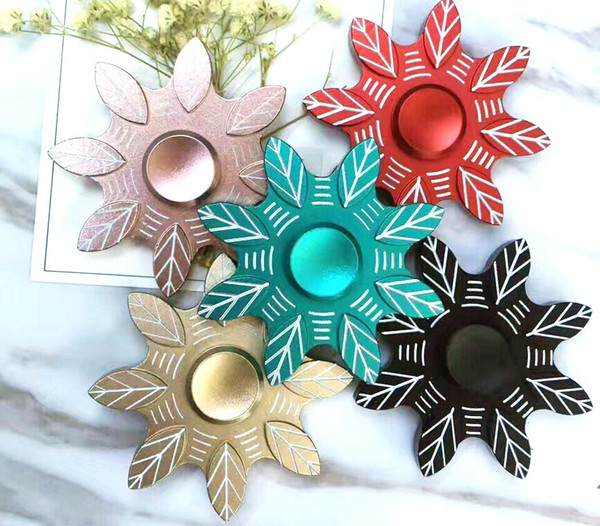 Newest aluminum alloy Hand Spinners Fidget Spinner 8 eight leaves green leaves snowflakes fingertips gyroscope Decompression Toys dhl spin