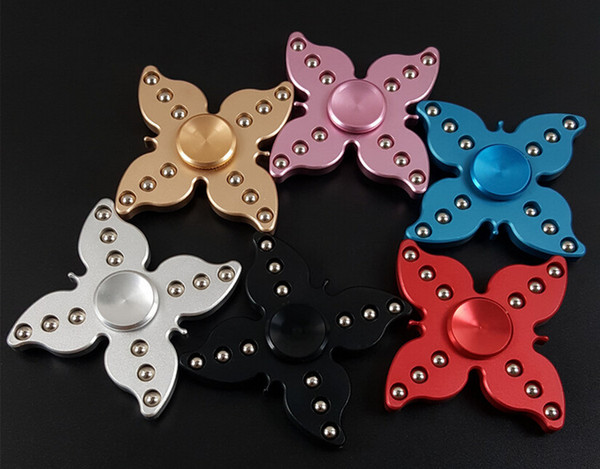 Creative Butterfly Metal Aluminum Flower Fidget Spinner Hand Gyro Fingertips Tri Spinner Toys with Retail Package DHL Free