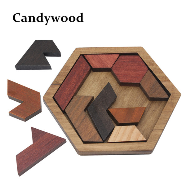 Funny Puzzles Wood Geometric Abnormity Shape Puzzle Wooden Toys Tangram/Jigsaw Board Kids Children Educational Toys for Boys