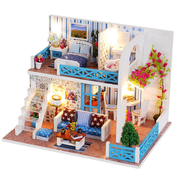 DIY dollhouse home of helen miniature with dust proof cover creative toys model gift for children