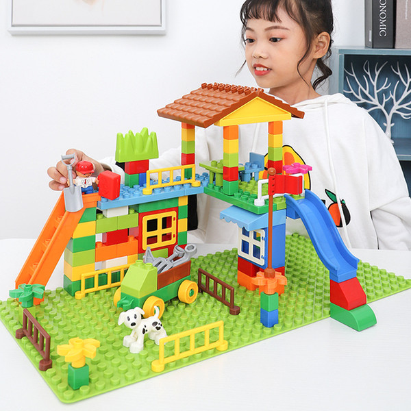 DIY Colorful City House Roof Big Particle Building Blocks Castle Educational Toy For Children Compatible