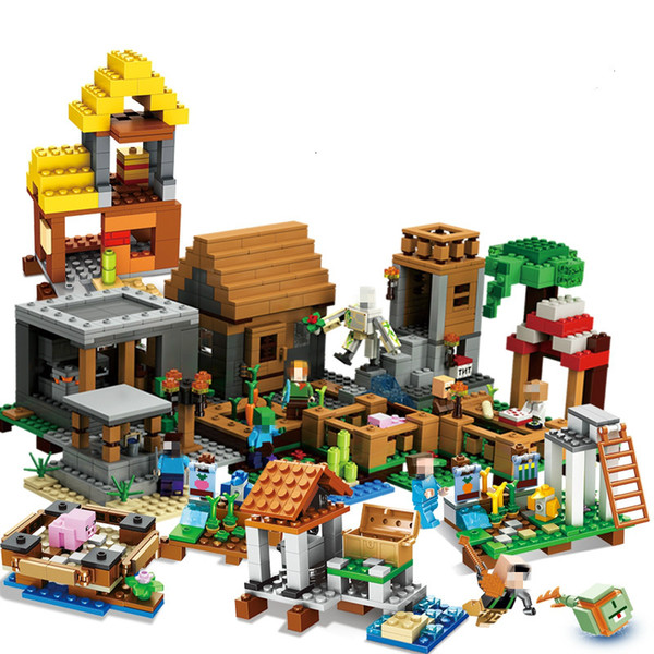 New My Village Building Blocks Compatible Legoingly World Mountain Caves Houses Farms Bricks Set for Boys and Pupils Figures toy