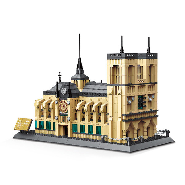 Cathedrale Notre Dame De Paris 3D Puzzle DIY Compatible Famous Architecture Building Blocks Classic Church Model Bricks Toys