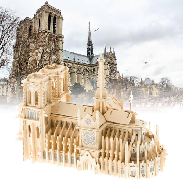 Notre Dame De Paris 3D Jigsaw Puzzle Wooden Assembled DIY Simulation Model Puzzle Assembly Toys Notre Dame Memorial