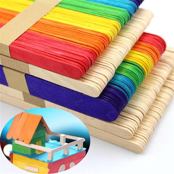 50pcs/lot Wooden Popsicle Stick Kids Hand Crafts Art Ice Cream Lolly DIY Making Gift Kids DIY Toys SS152