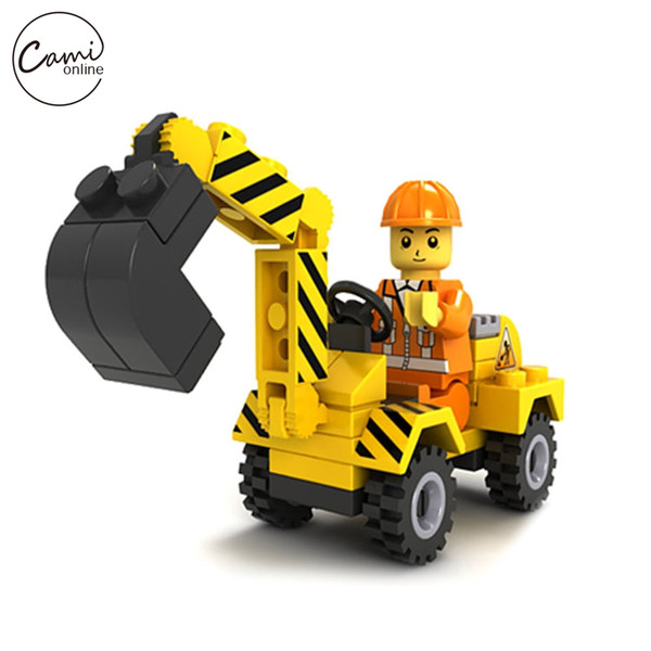 Kids Building Blocks Children DIY Assemble Engineering Excavator Self-Locking Bricks Models Boys Girls Learning Education Toys