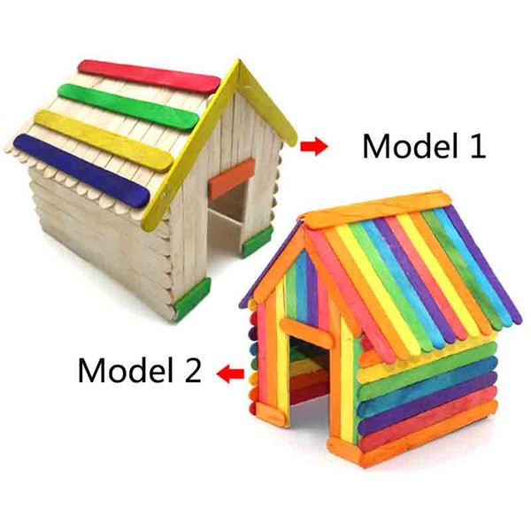 Creative Wooden DIY Crafts Natural & Colorful Ice Cream Wood Sticks Match Stick Children Handmade House Toys Food DIY Materials