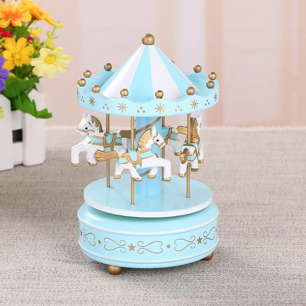 Carousel music box furniture decoration craft gifts DIY music box music box set children handmade