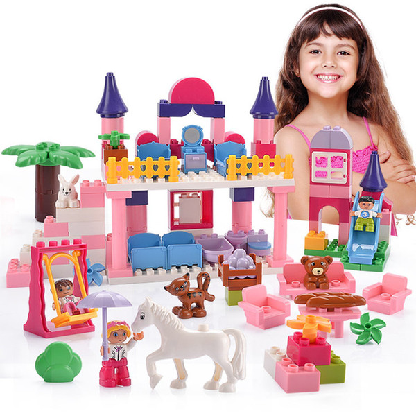 DIY 117pcs Princess dream castle park Larger particles Building Blocks toy kids girl best Gift Compatible with Legoed Duploe