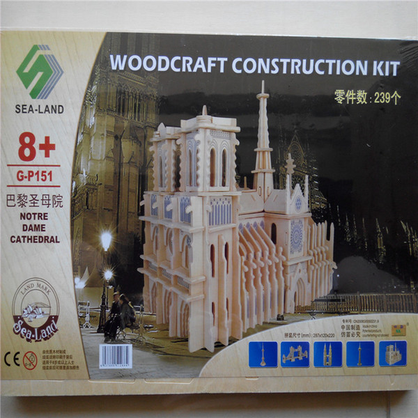 New 3D simulation wooden Notre Dame model toys Adult wisdom hand-assembled Factory wholesale