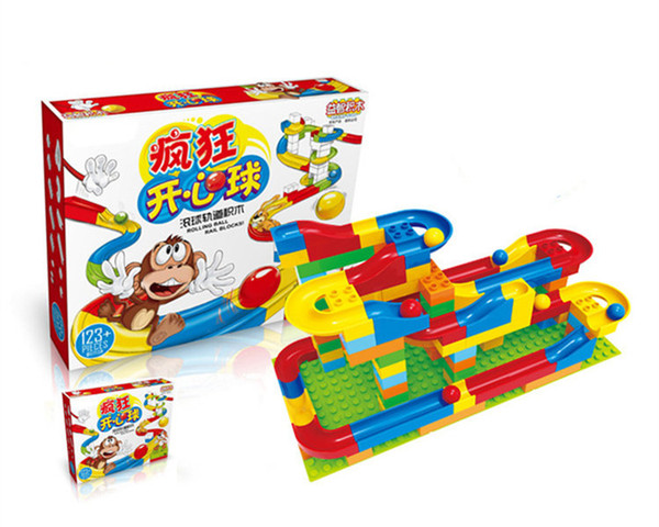 123pcs Rolling ball rail blocks Larger particles Building Blocks toy kids Child best Gift Compatible with Legoed Duploe