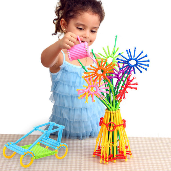 110pcs Building Construction Blocks Toys Various shape ABS plastic intelligent sticks DIY flower arrangement Children toys gifts