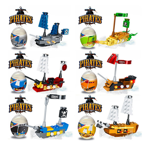 Building blocks Kids Surprise Twist Eggs Toys Boys Pirates Ships Educational Bricks Toys for Boys Christmas party Gifts