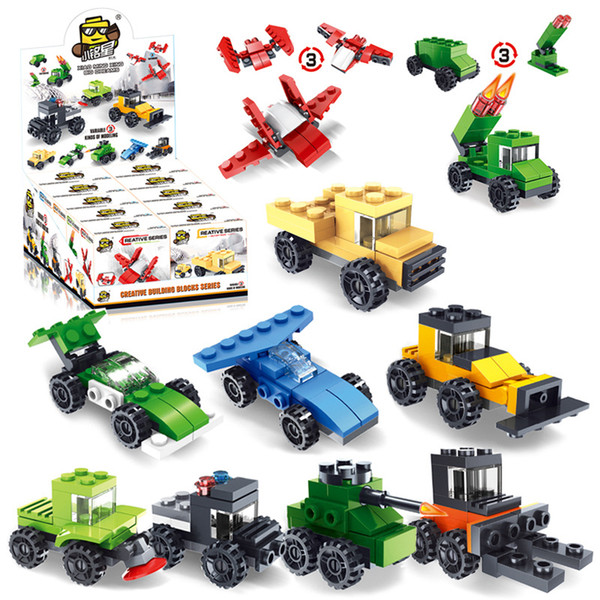 Hot building blocks three changes diy toy combination building block five in one fire racing tank children educational toy gift kids toys