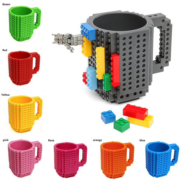 Build-On Brick Mug Building Blocks Mugs DIY Block Puzzle Mug Build-On Brick creative Mug Coffee Cup 350ML Creative decompression cups