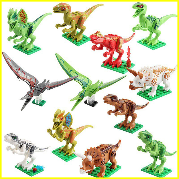 Hot Dinosaur Model Toys 12pcs Jurassic World Park Movie Triceratops Tyrannosaurus Model Building Blocks Kids Toys Novelty christmas gifts