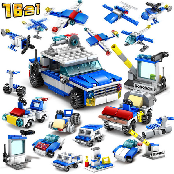 Block model car Build fire engine building robot puzzle small particle plastic assembly small building blocks kindergarten kids toys gift